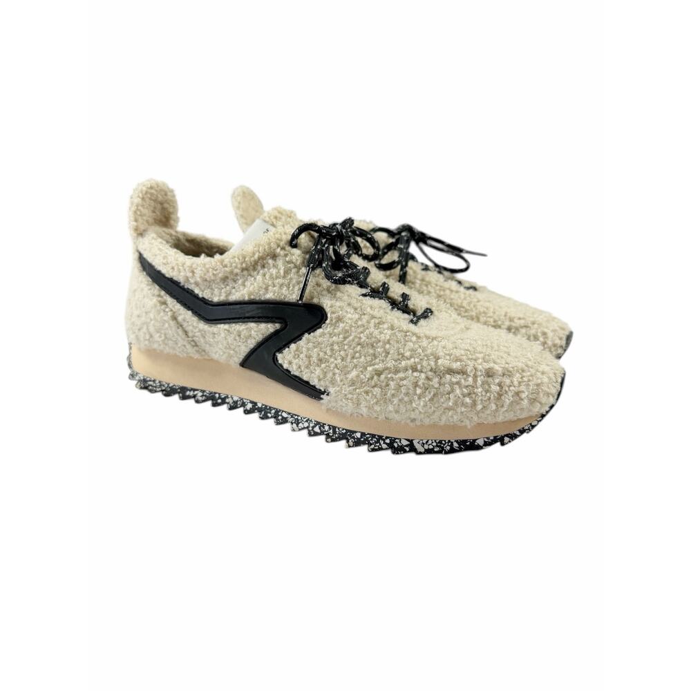 Rag & Bone Retro Runner Faux Fur Sneaker Beige Boucle Teddy Shoes Size 8 / 38